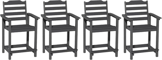 OTSUN Counter Height Stool Set of 4, Weather Resistant Balcony Chairs for Garden, Backyard, Poolside, Capacity 300 LBS(4 PCS, Black)