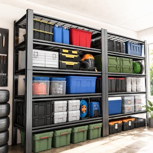 Garage Shelving, 3000 LBS Heavy Duty Wire Storage Shelves, 5-Tier Adjustable Wire Shelving Rack for Garage, Basement, Warehouse, 35.4" W x 15.7" D x 72" H