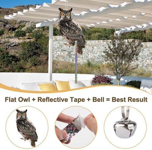 4PCS Hanging Flat Fake Owl to Keep Pigeon Away from Balcony