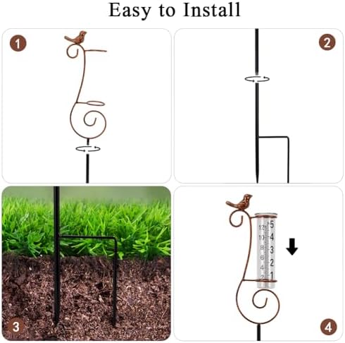 Hummingbird Rain Gauge Outdoor, 7 Inch Tube Metal Rain Gauge