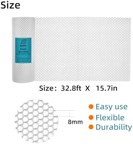 Pet & Garden Safeguard - 15.7IN x 32.8FT Roll - White Plastic Netting, Multi-Use Decorative Fencing for Poultry, Dogs, Rabbits,Chicken and Snake Barrier