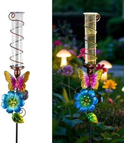 Rain Gauge Outdoor, Solar Water Gauge for Rain