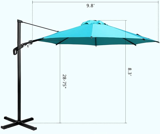 Abba Patio 10FT Vienna Offset Patio Umbrella Outdoor Cantilever Umbrella with 360° Rotation Design and Easy Tilt Adjustment UV 50+ Protection 8 Ribs for Backyard Garden Deck Pool Patio, Light Blue