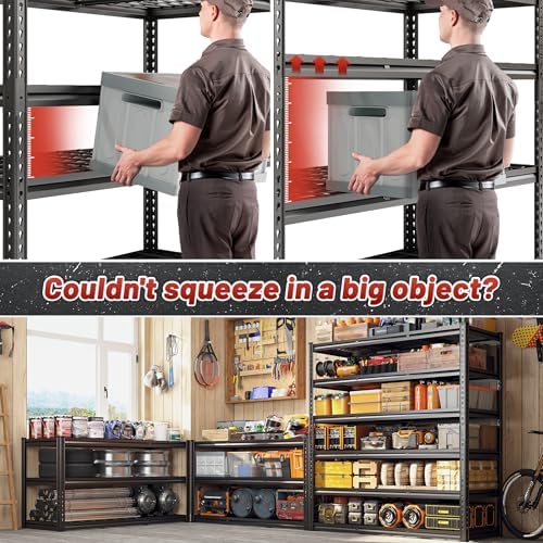 REIBII 6 Tier Heavy Duty Storage Shelving for Garage Basement Warehouse