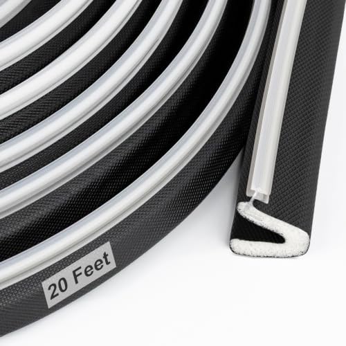 Litaibai Kerf Door Weather Stripping for Exterior Doors, Black, 20 ft