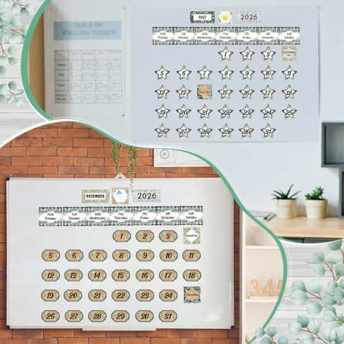 Mooliwe 461 Pcs Eucalyptus Classroom Calendar Days of The Year Set