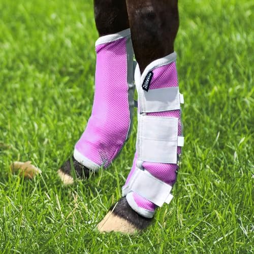 Harrison Howard Horse Fly Boots Leg Guards Fly Boots Protection Set of 4 Light Purple Large Full Size