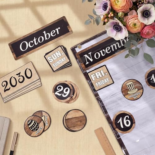 Sinload Classroom Calendar Pocket Chart Black, Industrial Chic