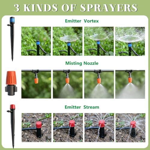Dianrui 240FT Drip Irrigation System, Automatic Drip Irrigation Kit for Greenhouse/Yard/Lawn/Plant/with 1/2 inch Hose, 1/4 inch Distribution Tubing and Accessories