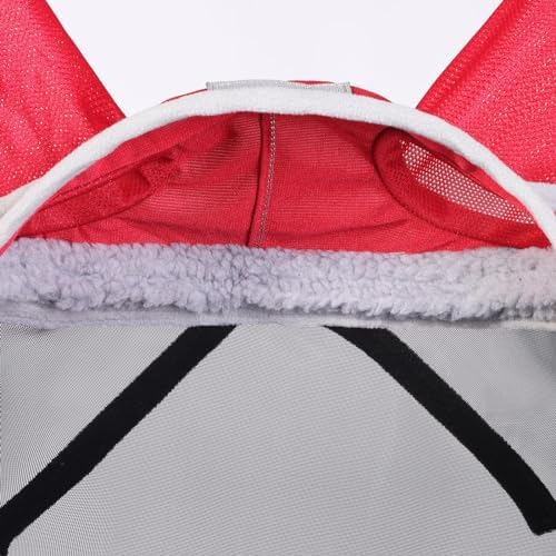 Harrison Howard CareMaster Pro Luminous Horse Fly Mask Large Eye Space Long Nose with Ears UV Protection for Horse Red Full Size