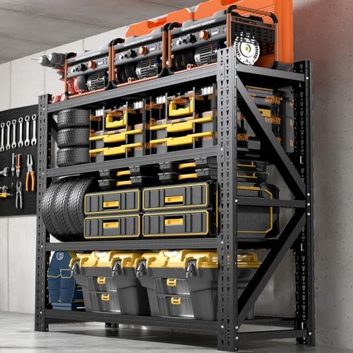 4000LBS 4 Tier Garage Storage Shelves, Heavy Duty Adjustable Storage Rack for Warehouse, Basement, Shop and Office, Commercial-Grade Steel Organizer, 59" W x 24" D x 69" H