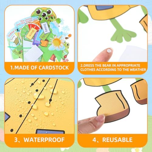 Gilprop 58 Pcs Dress for Weather Bulletin Board Set for Classroom, Frog
