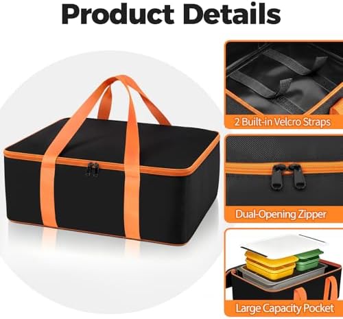 Grill Utensil Storage Bag for Outdoor Grilling, 19 x 13 x 7in, Black