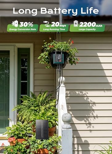 Solar Drip Irrigation System with USB Charging, Indoor Outdoor Plant Watering Devices for 15 Potted Plants, Automatic Watering System IP44 Waterproof 2200mAh for Garden Farm Greenhouse(Green)