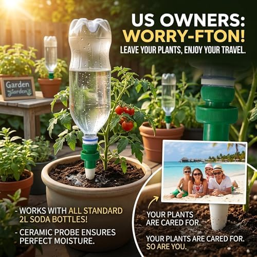 Terracotta Watering Spikes for Plastic Bottles 6PCS Automatic Plant Waterer Devices for Indoor & Outdoor Plants Eco-Friendly Self Watering Stakes for Vacation Plant Spikes Device Garden