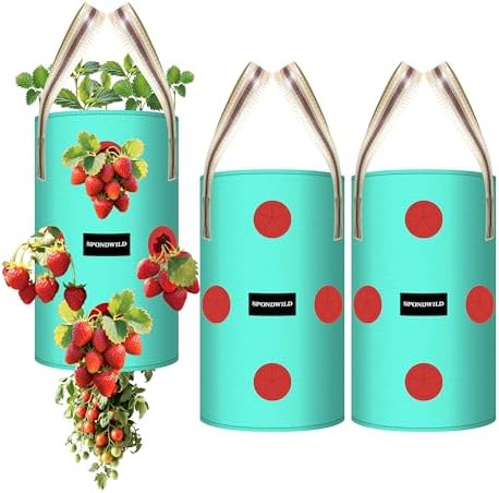 3 Pack 10 Gallon Hanging Strawberry Planter Bags for Tomatoes