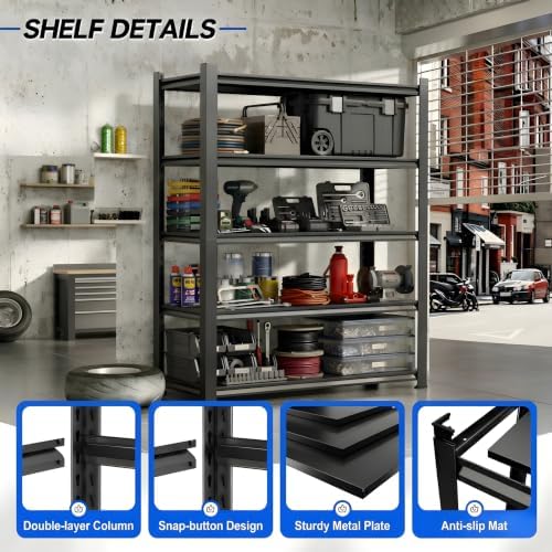 47.2" W 2500LBS Heavy Duty Garage Metal Storage Shelving Unit