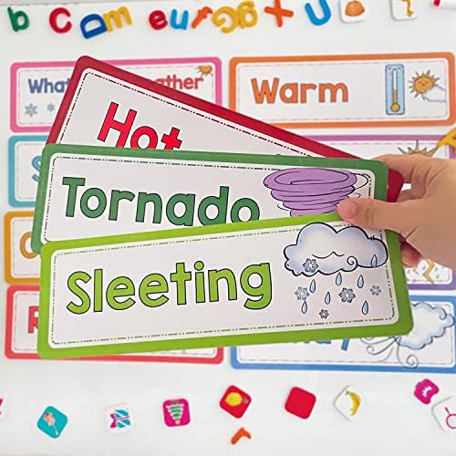 Lachilly 40 Pcs Days of The Week/Seasonal/Months of The Year/Weather Flashcards Subject Titles for Bulletin Board Headliners Classroom Decoration Teacher Teaching Aids