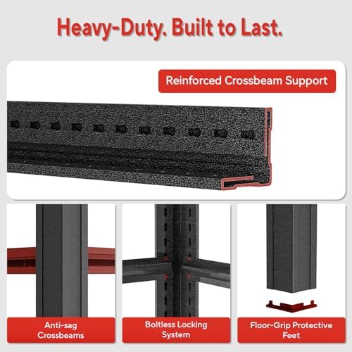 5-Tier Heavy Duty Garage Shelving, 5,000 lbs Capacity Adjustable Plastic Storage Shelving Unit for Garage, Basement & Warehouse, Boltless Steel Frame,35" W x 15.7" D x 72" H