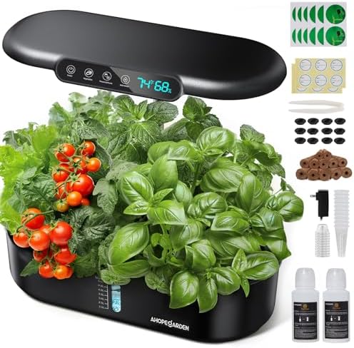 Ahopegarden Hydroponics Growing System Kit: 12 Pods Temp & Humidity Monitor