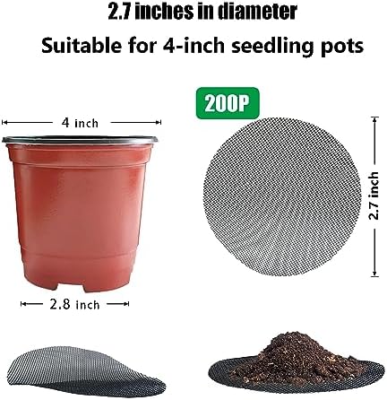 RooTrimmer 200 Pack 68MM, 2.7 inch Round Mesh Nets for Block Soil Leaking of 4 inch Nursery Pots(or Other Pots Bottom Around 2.7")