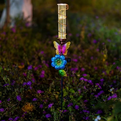 Rain Gauge Outdoor, Solar Water Gauge for Rain