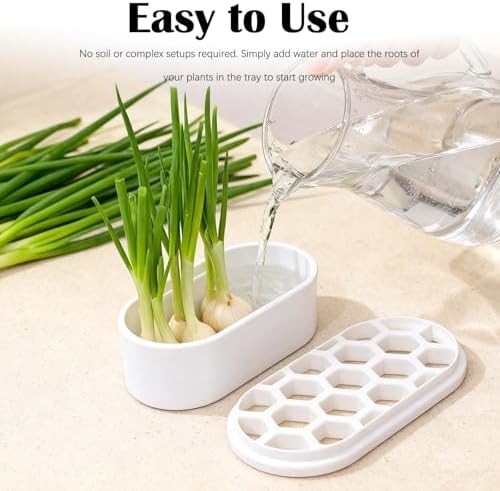 3D Printed Green Onion Planter Trays | Plant Propagation and Seedling Starter Trays for Indoor Gardening | Reusable Nursery Pots for Home, Office, Dorm (White)
