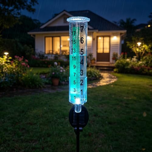 JOYBEE Solar Antifreeze Rain Gauge for Outdoors Yard Garden(Green)