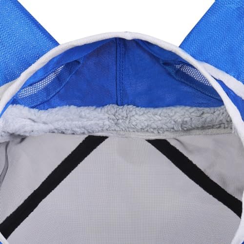 Harrison Howard CareMaster Pro Luminous Horse Fly Mask Large Eye Space Long Nose with Ears UV Protection for Horse Signature Blue Medium Cob