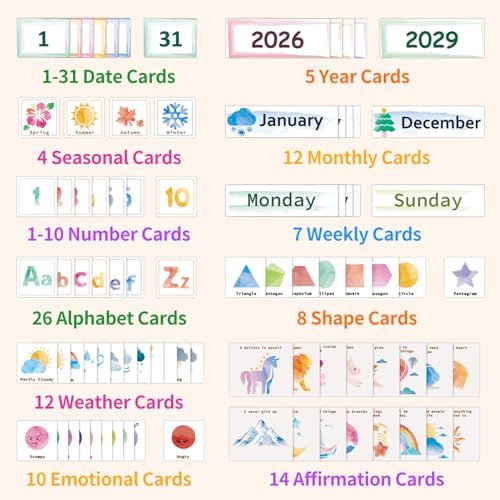 Daily Morning Board Circle Time Calendar Weather Seasons Positive Affirmations Letter Shape Number of the Day Pocket Chart,Toddler Preschool Calendar,Homeschool Morning Work Activity, Pastel Design