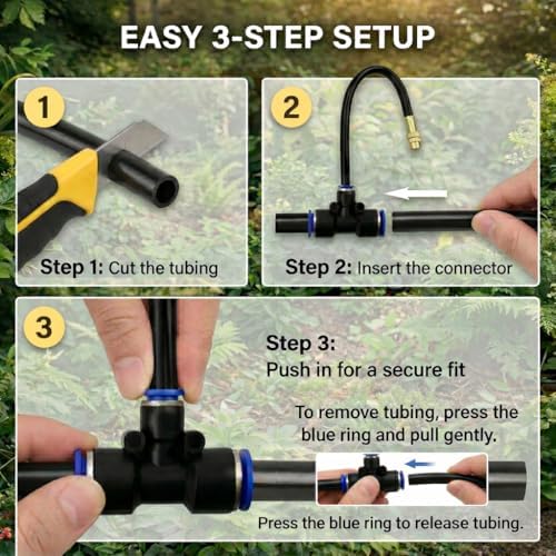 Drip Irrigation System 200FT 1/4", 36 Adjustable Copper Nozzles