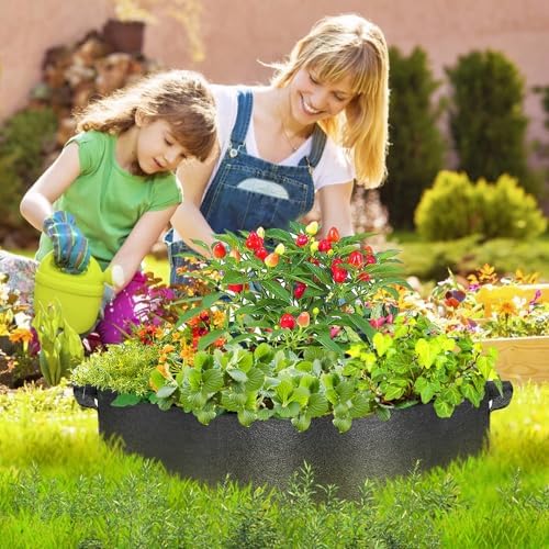 ZtohPyo 2-Pack 15 Gallon Grow Bags,Round Fabric Raised Garden Beds with 2 Handles,Durable Garden Planter Cloth Pots Container to Grow Vegetables for Outdoor Plants