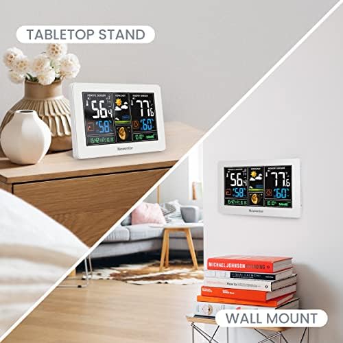 Newentor Weather Station Wireless Indoor Outdoor Thermometer, White,1Sensor