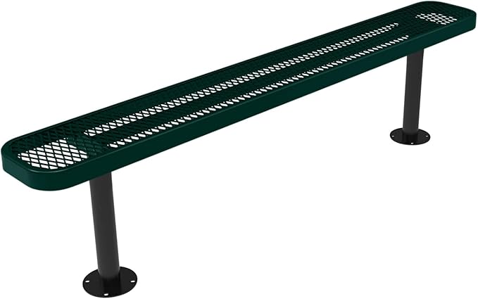 COATEDOUTDOORFURNITURE Coated Outdoor Furniture Heavy-Duty Outdoor Bench Thermoplastic Coated, Expanded Metal, Commercial-Grade Seating, Made in America (Surface Without Back, 6 Ft, Dark Green)