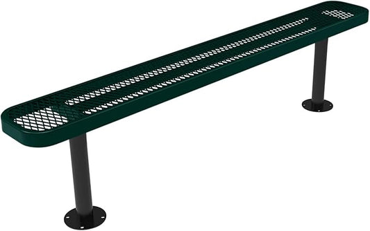 COATEDOUTDOORFURNITURE Coated Outdoor Furniture Heavy-Duty Outdoor Bench Thermoplastic Coated, Expanded Metal, Commercial-Grade Seating, Made in America (Surface Without Back, 6 Ft, Dark Green)
