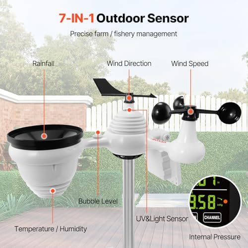 VEVOR YT60234 WiFi Weather Station 7-in-1 Weather Stations Indoor Outdoor