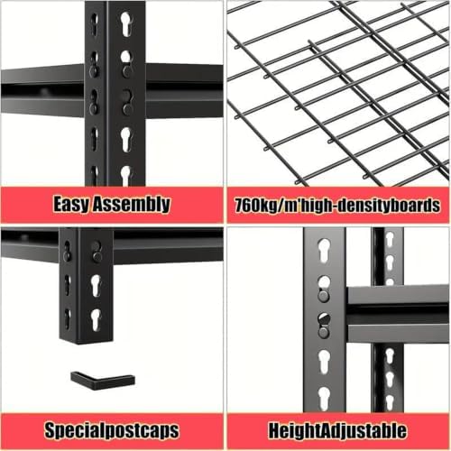 5-Tier Heavy Duty Garage Shelving, 2,000 lbs Capacity Adjustable Metal Storage Shelving Unit for Garage, Basement, Pantry & Utility Room, 28" W x 12" D x 60" H