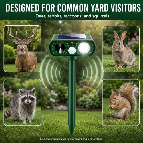 2026 Upgraded 4-Pack Solar Ultrasonic Animal Repellent Outdoor for Yard