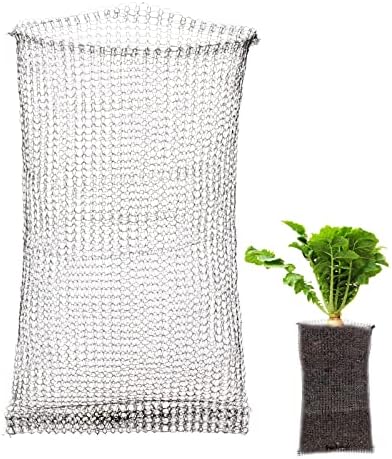 Keebgyy Metal Mesh Bag, Gophers Resistant Stainless Steel Mesh, Stainless Steel Wire Mesh Vole Mesh Metal Mesh Bag, Flowers Rodent Proof Wire Baskets for Plants, Planter for Garden Lawn(#27)