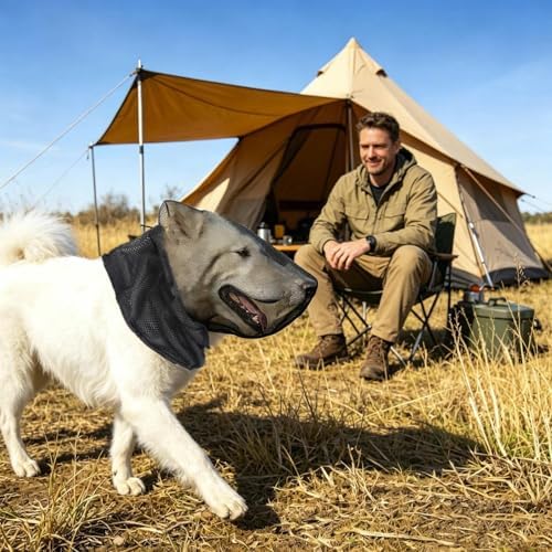 Foxtail Mask for Dogs, Field Net Guard Dog Foxtail Protection Hood for Dogs Prevent Foxtails Thorns Rocks Insects, Lightweight Adjustable Dog Face Guard for Hiking, Outdoor Adventures (M)