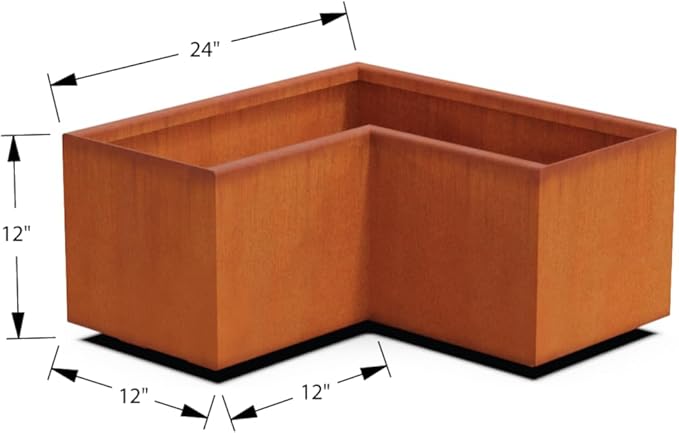 Plantercraft Corten Steel Planters | 24x12x18 Inch Large Rectangular Planters for Outdoor Plants | Heavy Duty Metal Planter Rectangle for Patio, Deck, & Garden | Arrives Fully Assembled