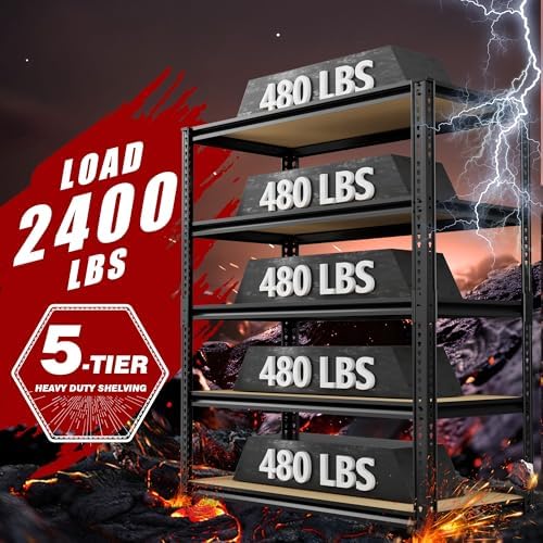 Durstruct 2400LBS Storage Shelves 5 Tier Adjustable Garage Storage Shelving