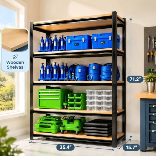Garage Shelving,2-in-1 Adjustable Storage Shelves with Guard