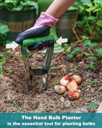 Bulb Planter with Depth Markers, Automatic Soil Release Transplanter