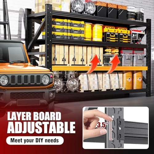 3 Pack Heavy Duty Metal Garage Shelving, 69" Wx24 Dx64 H, 4-Tier Adjustable Storage Shelves for Garage Storage, Industrial Metal Shelving & Shelves Organizer for Warehouse, Workshop & Home