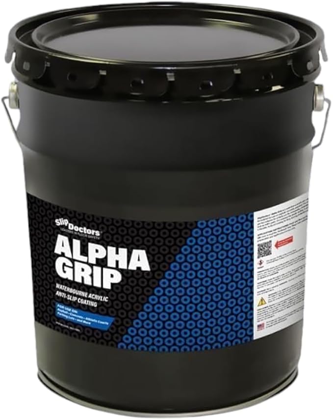 Alpha Grip Non-Slip Paint for Concrete & Asphalt – Non-Skid Coating Ideal for Striping Parking Lots, Playgrounds & Pavements (Red, 5 Gallon)