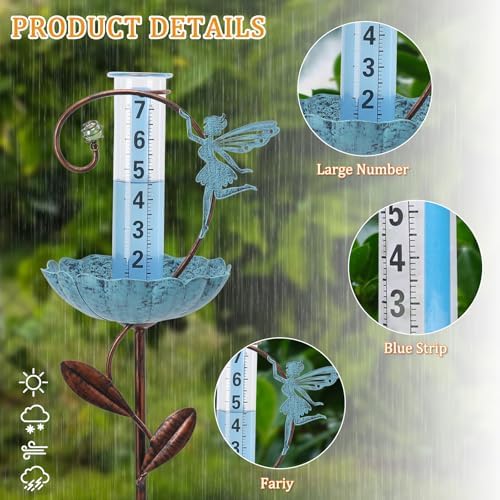 Rain Gauge Outdoor, Fairy Rain Gauges for Yard Patio Lawn Decor
