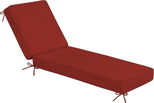 Sundale Outdoor Olefin Chaise Lounge Cushion, Water-Resistant Patio Lounge Chair Cushion, Thick Lounger Pad with 4 Straps Red, 80 x 26 x 4 Inches