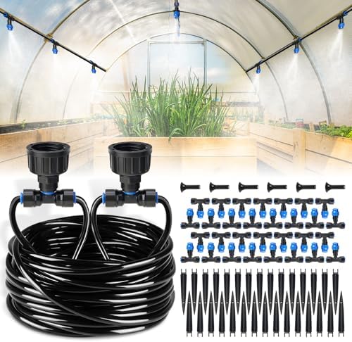 HIRALIY 118FT Drip Irrigation Kit, Quick-Connect Garden Watering System