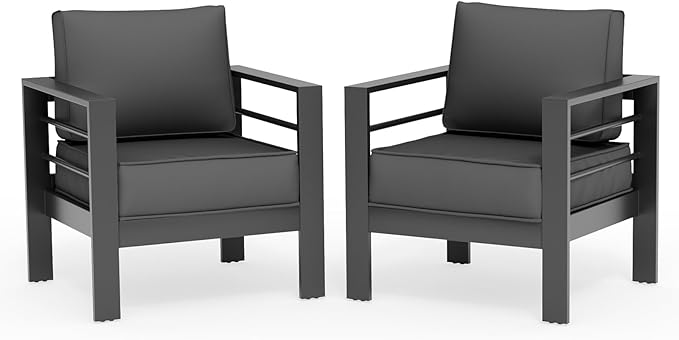 UDPATIO Patio Sofa Aluminum Patio Furniture Chair, Thickness 5" Cushion Outdoor Seating Set for Balcony(Include Waterprroof Cover)